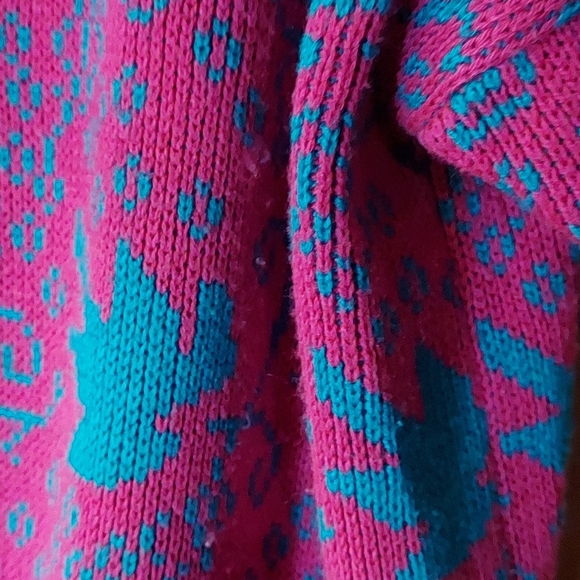 Stevemor Vintage Pink & Turquoise Pullover Knit Sweater - Picture 6 of 7